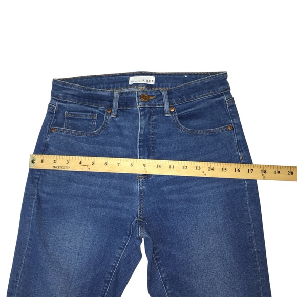 Loft Curvy Skinny Blue Distressed Hem Stretch Ankle Jeans - Women’s 6 - Picture 5 of 13